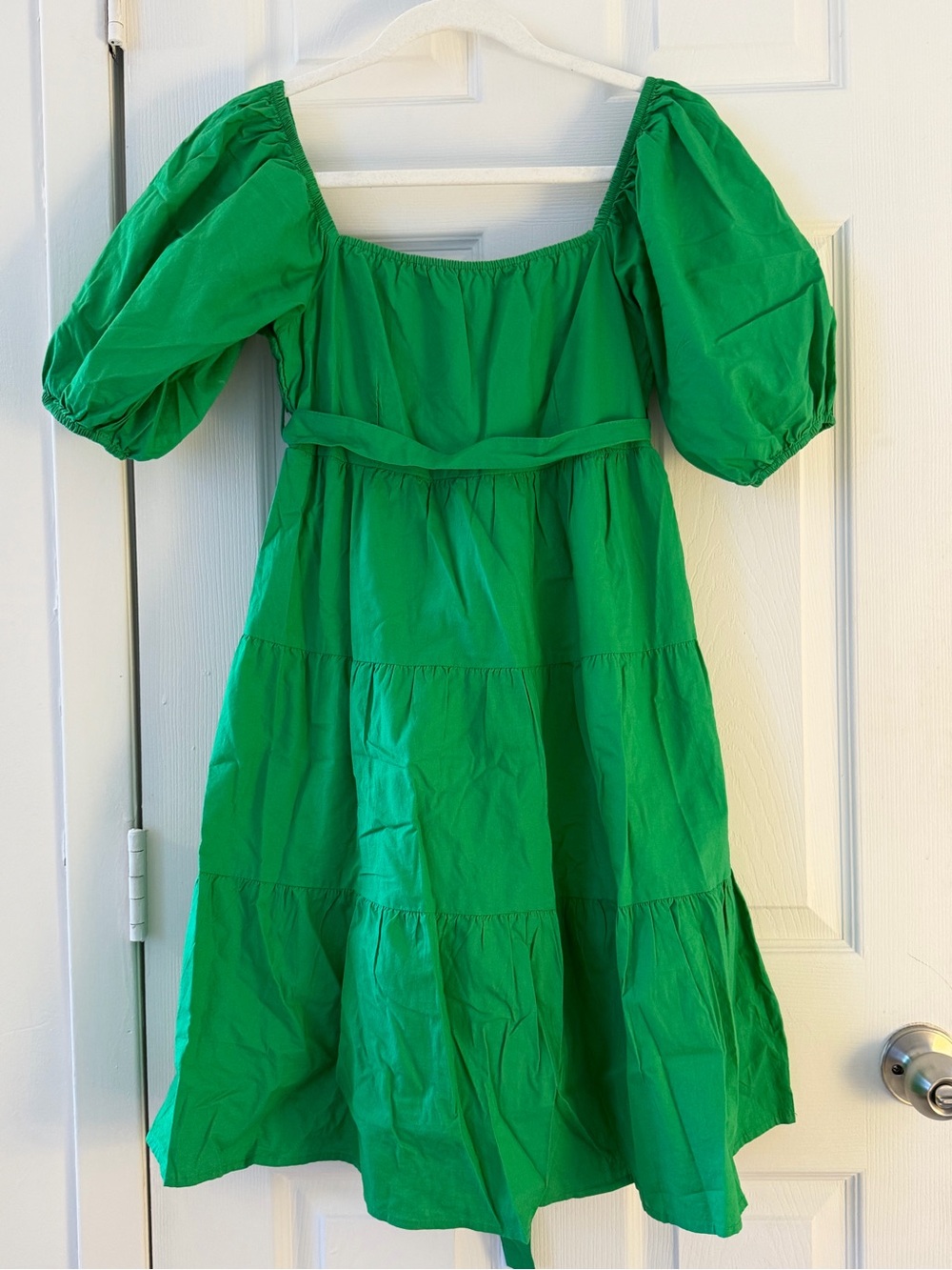 Green Puff-Sleeve Dress